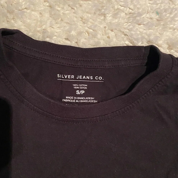 Silver Jeans long sleeve black cropped cotton t-shirt 👚 - Picture 2 of 5